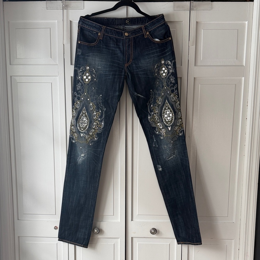 Just Cavalli Distressed Embellished Jeans
